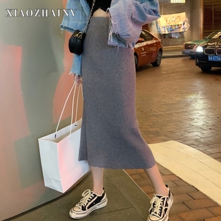 Xiaozhainv Chân váy midi lưng cao dáng ôm phong cách Hàn Quốc