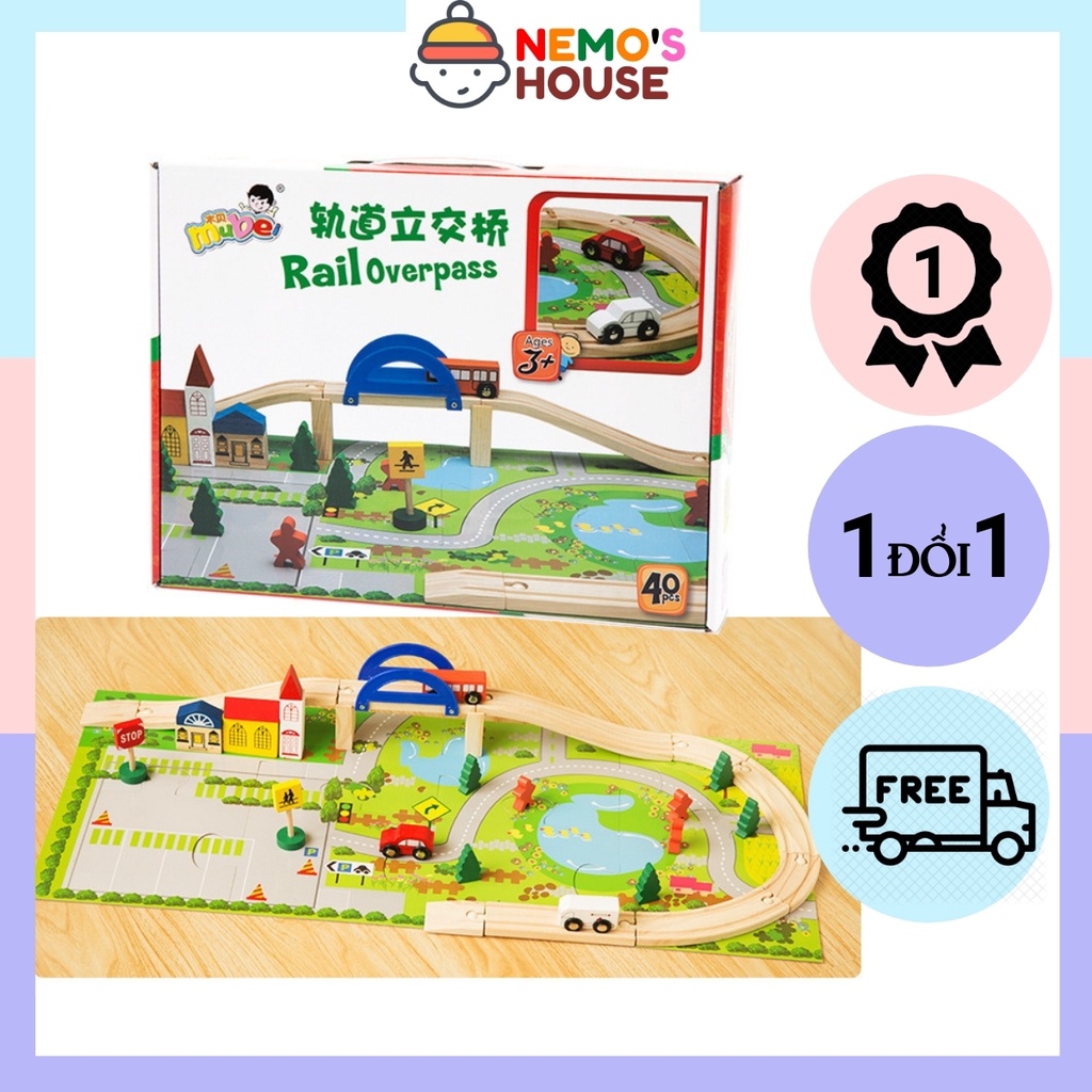 Đồ chơi lắp ráp mô hình giao thông thành phố bằng gỗ, bộ đồ chơi ghép hình cho bé, giúp trẻ phát triển toàn diện