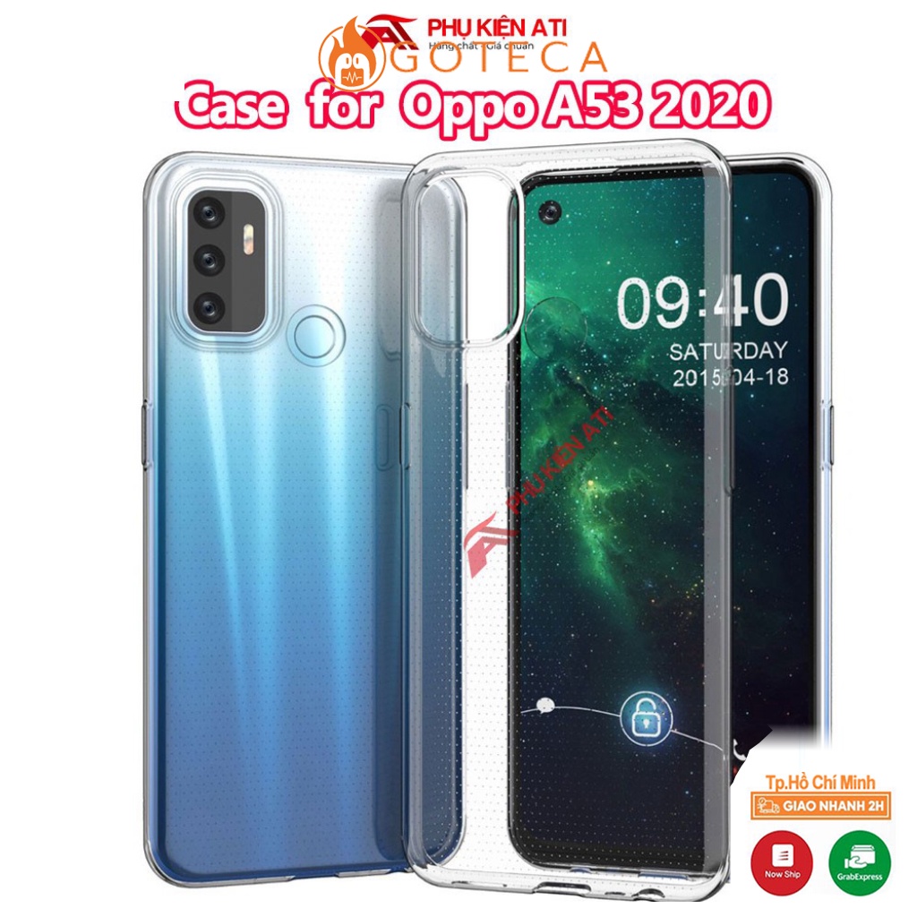 Ốp lưng Oppo A53 2020- Dẻo-Trong suốt- Loại dày lâu ố vàng