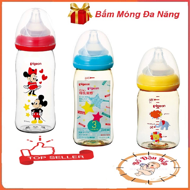 Bình sữa Pigeon cổ rộng nhập khẩu thái lan dung tích 160ml và 240ml chất liêu PPSU an toàn cho bé