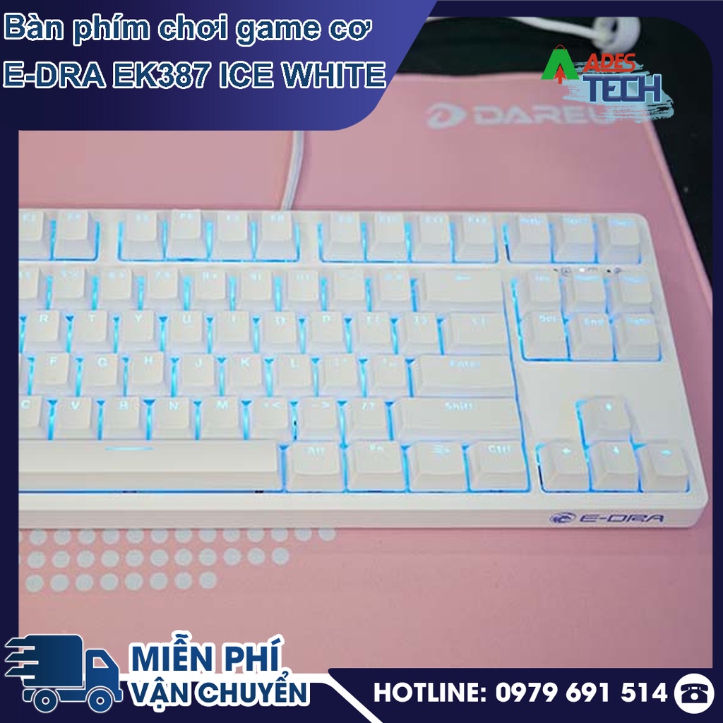 Bàn phím cơ EDRA EK387 Ice White  | Bàn phím cơ Fullsize, 104 phím