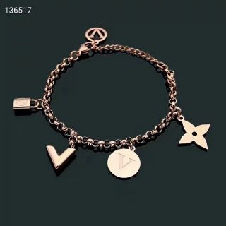 Chuỗi Đeo Tay Lv 💋 Vòng Tay Thép Titan Không Gỉ Mặt Ổ Khóa Tròn Thiết Kế Nhãn Hiệu Cổ Điển