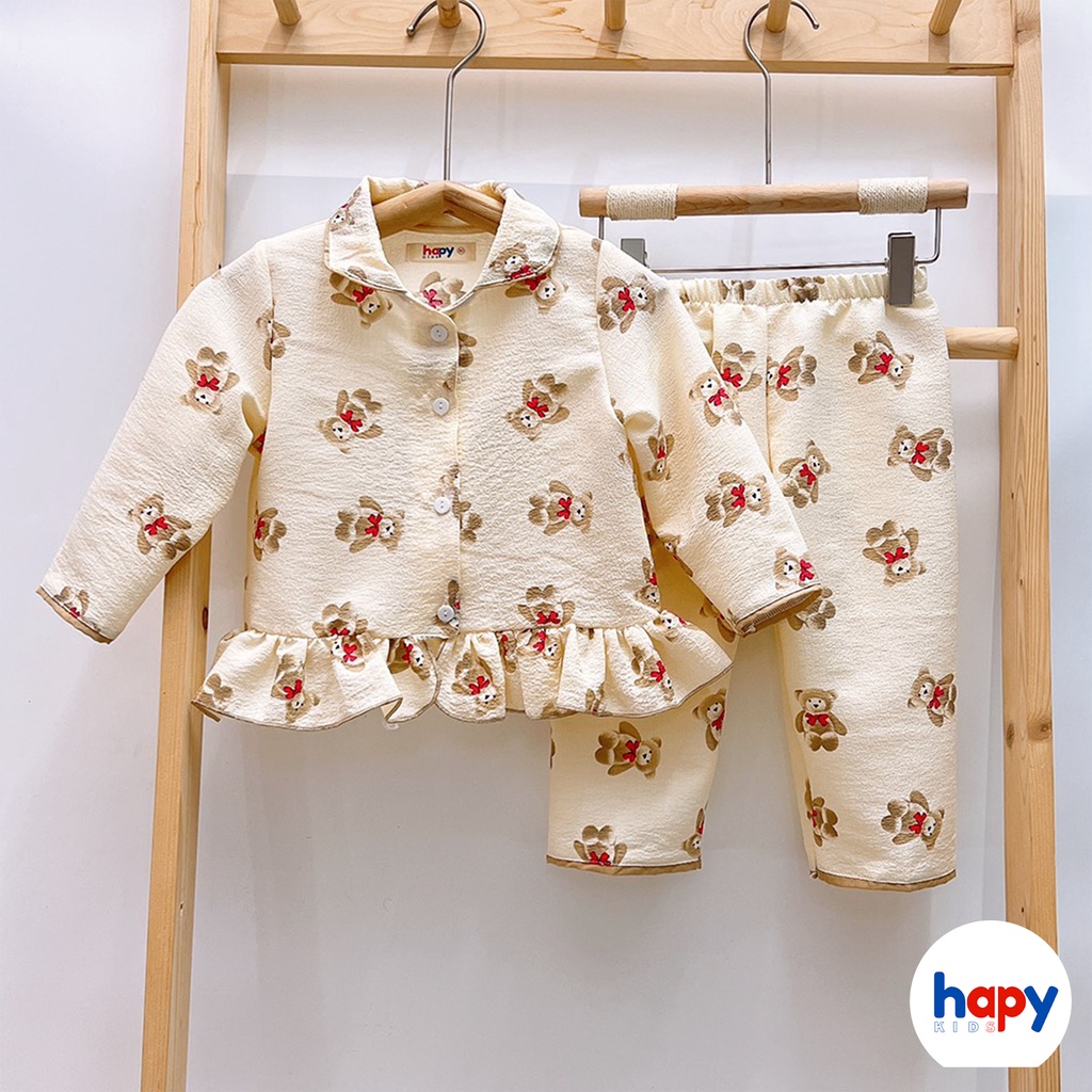 Đồ bộ dài tay cho bé gái chất xốp mềm Hapykids, pijama cho bé từ 1-6 tuổi BTD.22.03