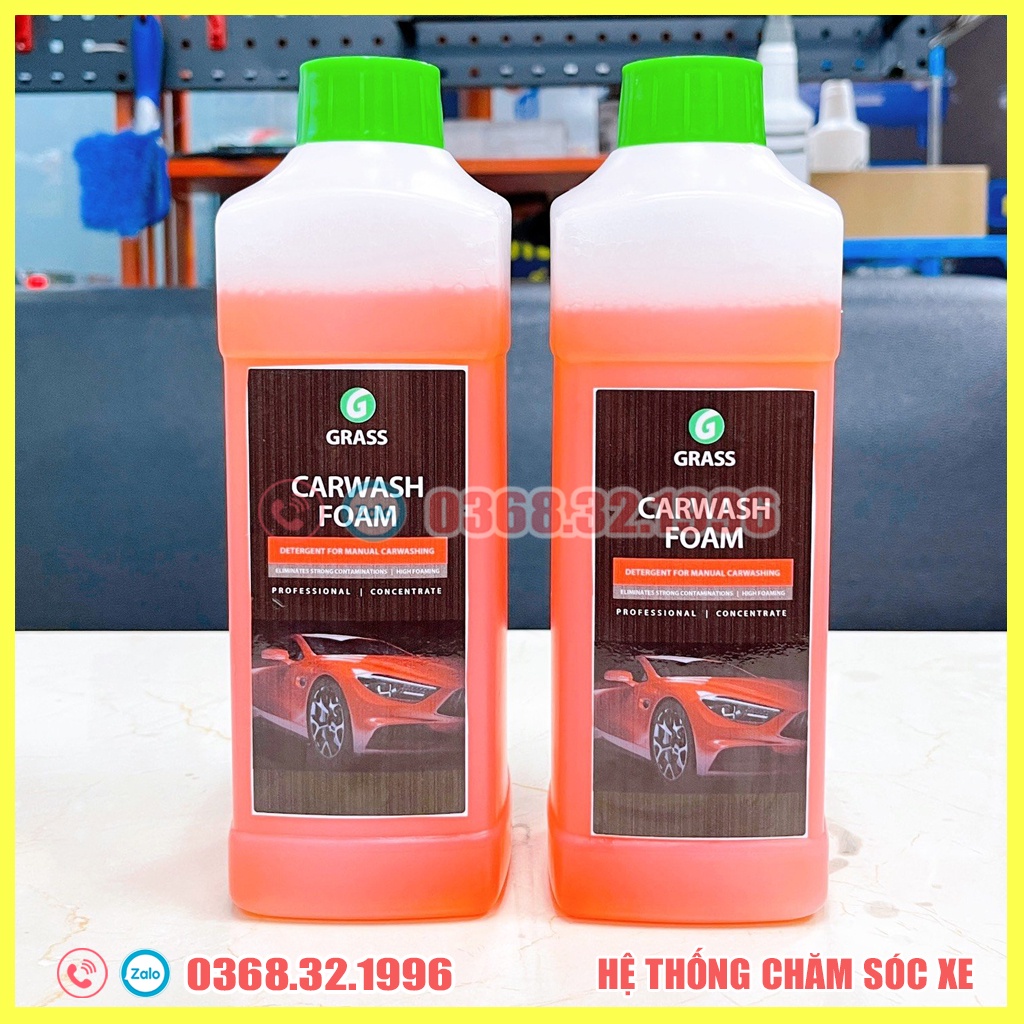 Nước Rửa Xe Siêu Bọt Tuyết - Dung Dịch Rửa Xe Ô tô, Xe Máy Cao Cấp Grass Carwash Foam 1L- Hàng Chính Hãng