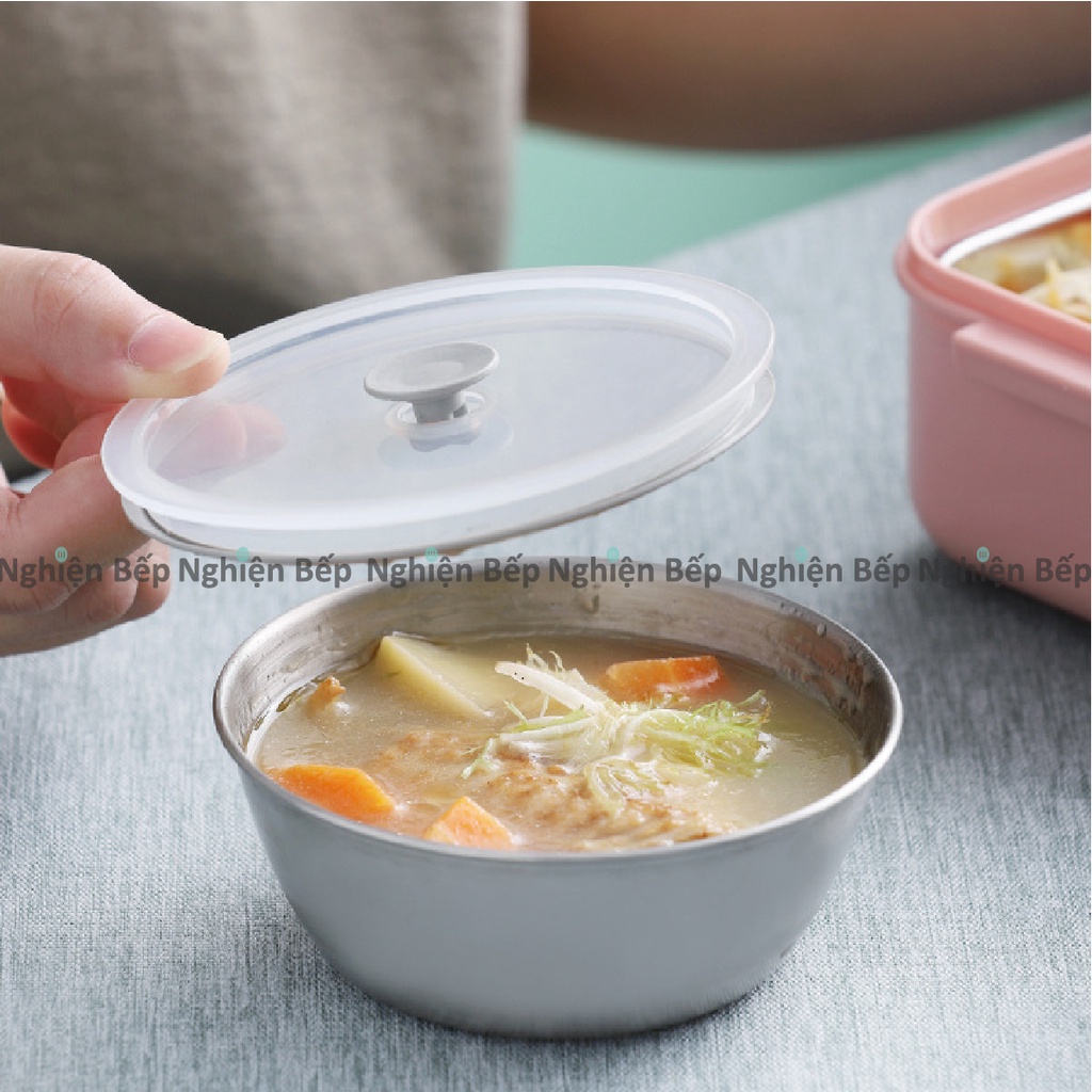 Hộp cơm văn phòng giữ nhiệt Hàn Quốc khay inox 304 vỏ nhựa PP SIÊU BỀN CHÍNH HÃNG nghienbep.vn cặp lồng cơm cà mèn