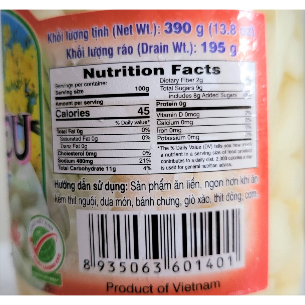 [Lọ 390g] CỦ KIỆU NGÂM CHUA NGỌT [VN] NGỌC LIÊN Pickled Leek