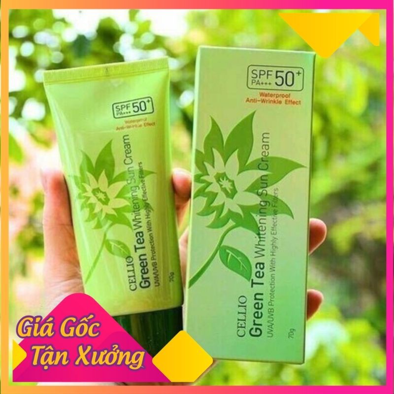 [HÀNG VỀ] Kem chống nắng trà xanh Cellio Green Tea Whitening Sun Cream SPF 50+