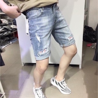 Quần Short Jean Nam Soái Ca Rách Đùi Wat Trắng TCS-KH7 Co Giãn Cao Cấp- Hàng Đẹp