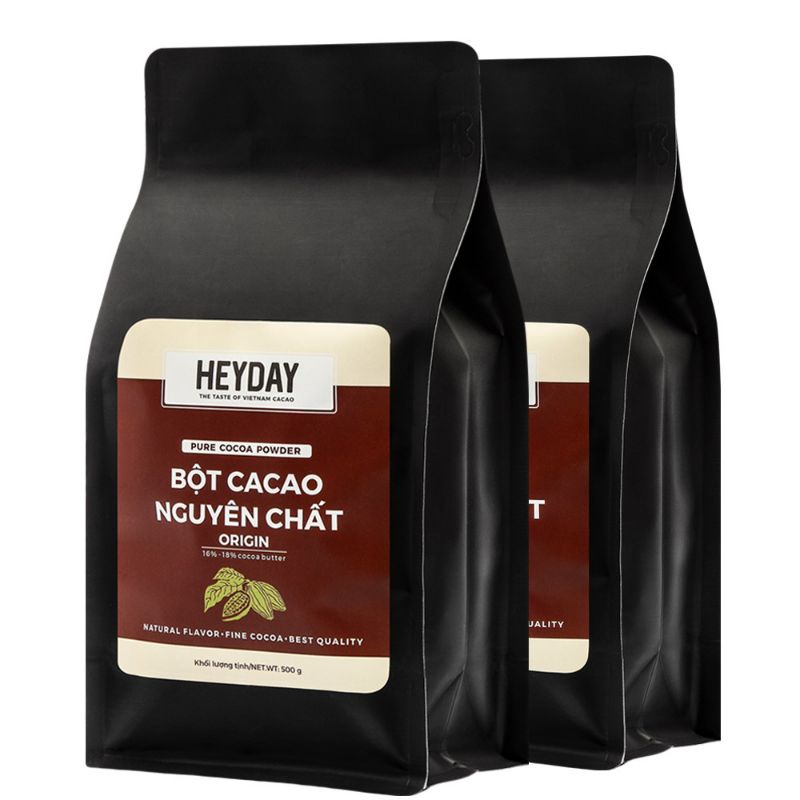 Bột Cacao Heyday Việt Nam nguyên chất 100% cacao túi 500g - Origin thượng hạng