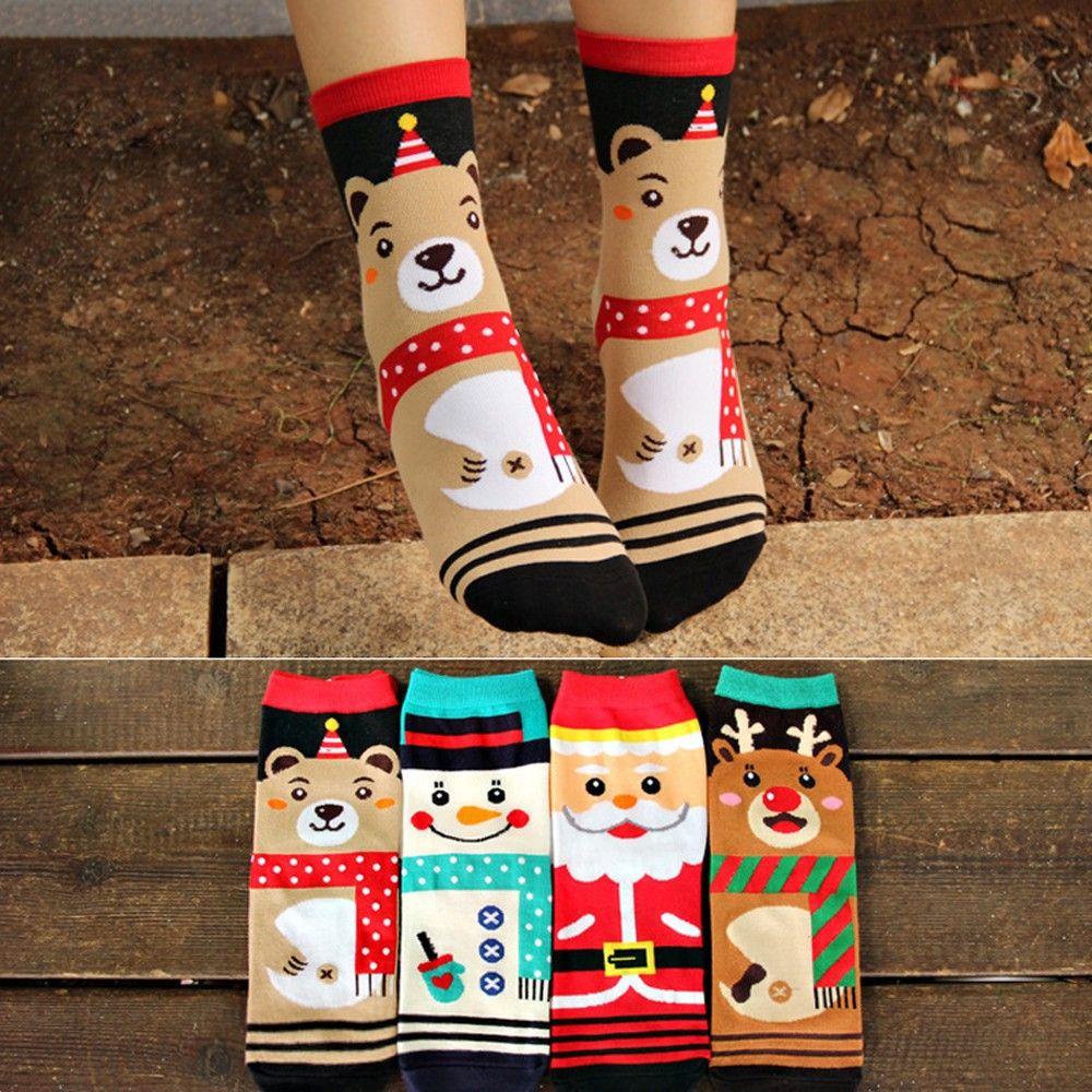 NIUYOU Vớ Cotton Giữ Ấm Họa Tiết Giáng Sinh Dễ Thương