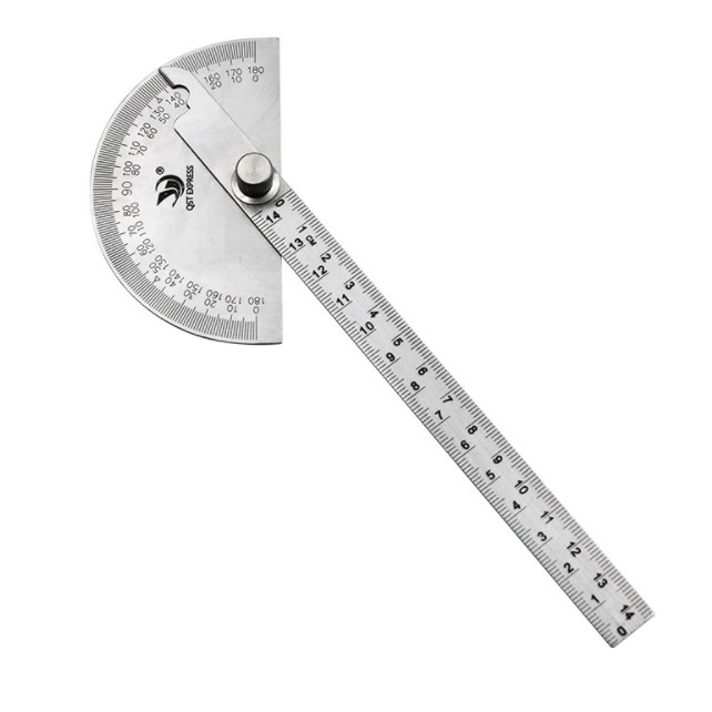 Thước Đo Góc 180 độ - 145mm, Thước Đo Góc 180 Độ Bằng Thép Không Gỉ Chuyên Dụng Cho Thợ Máy Tiện