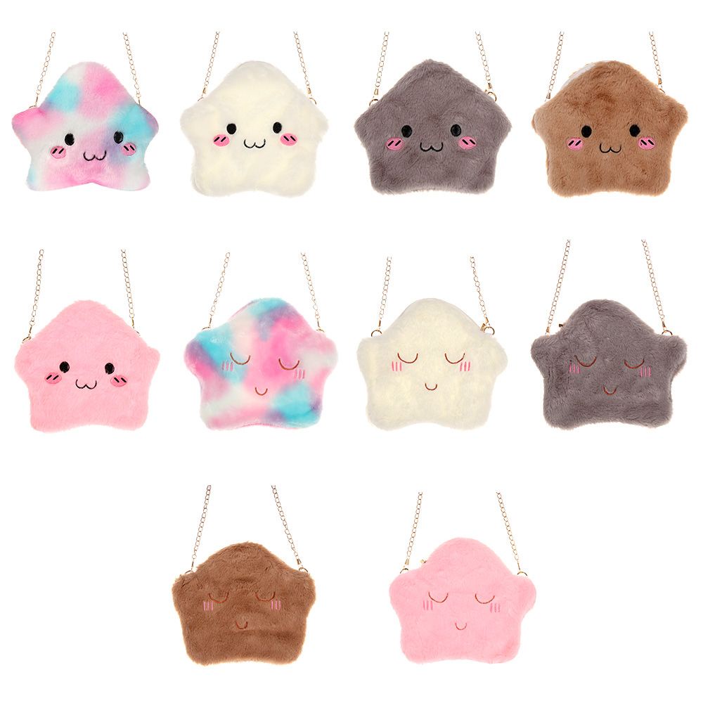 Túi đeo chéo lông nhung mihan1 hình ngôi sao nhiều màu sắc dễ thương cho bé