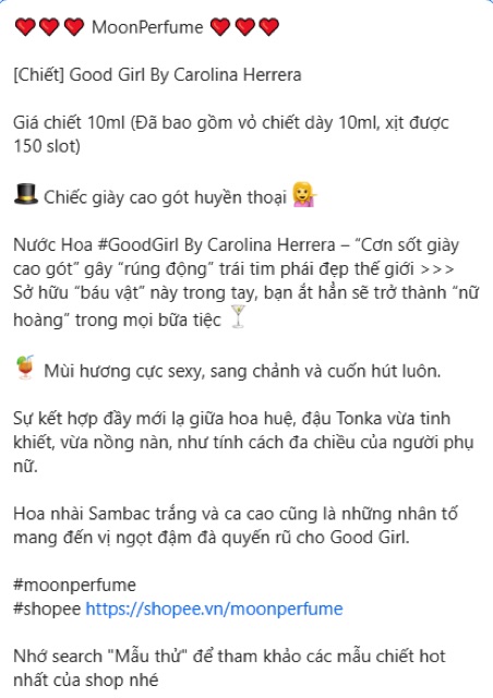 [Mẫu thử] Nước hoa Nữ Good Girl by Carolina Herrera