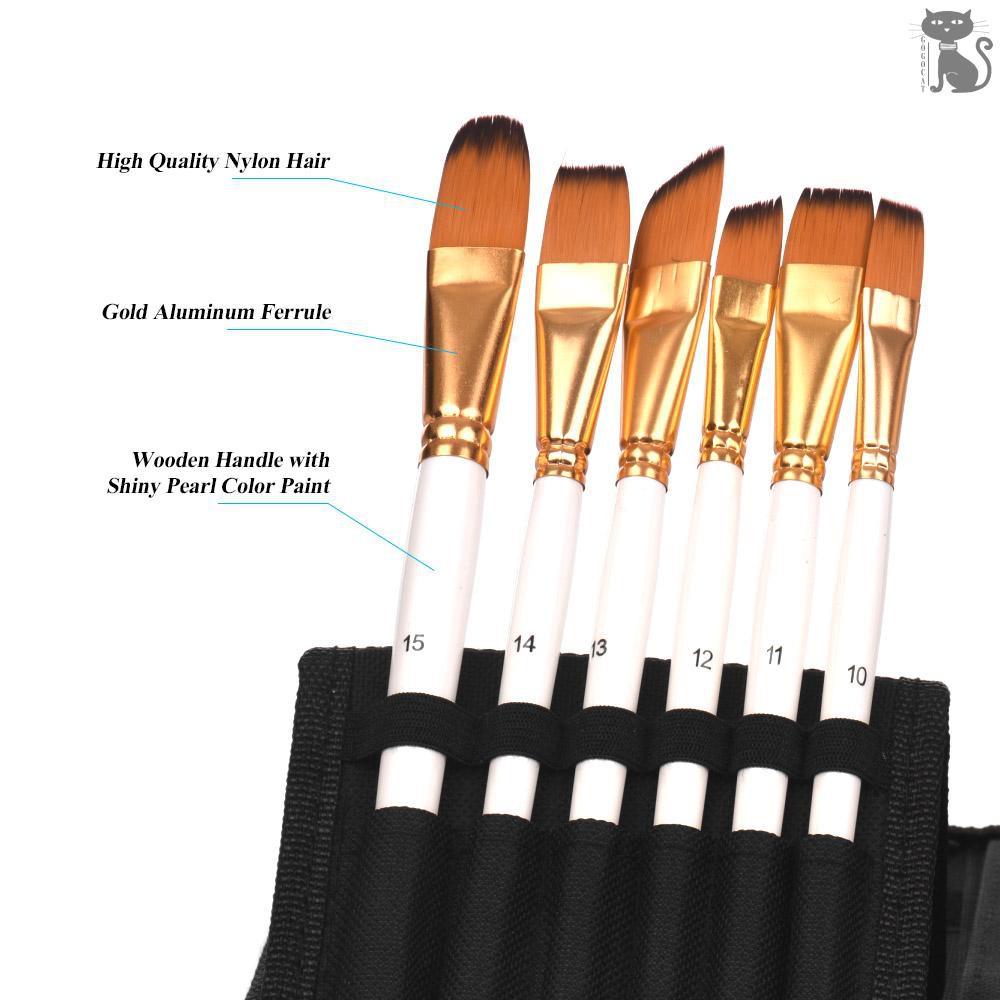 §COD  Artist Paint Brush Set 15 different Shapes & Sizes Paintbrushes Wood Handles No Shed Hairs with Free Paint
