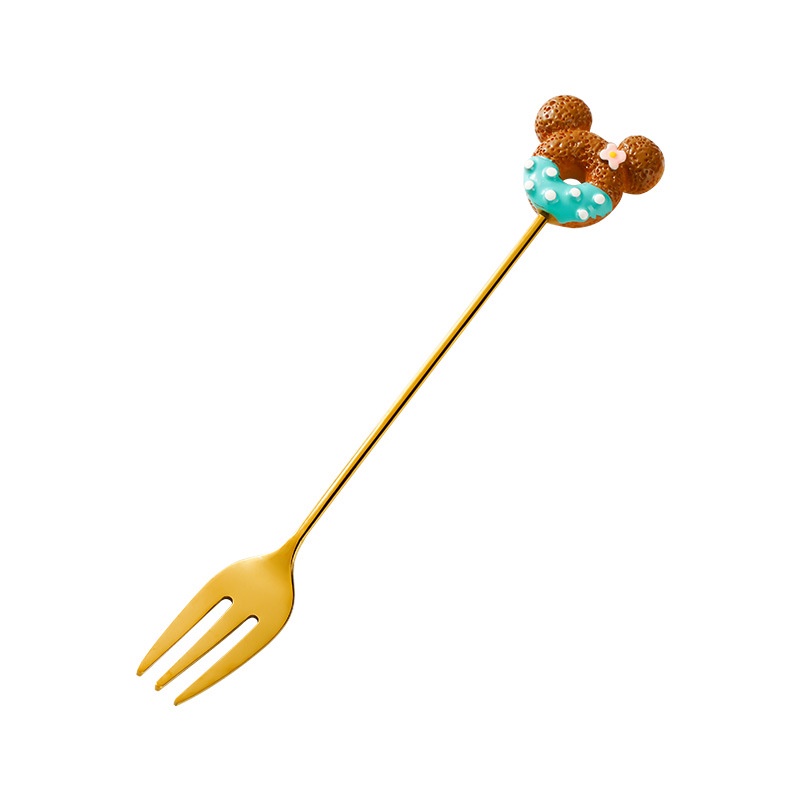 Bộ Muỗng Nĩa Ăn Tráng Miệng Hình Chuột Mickey Hoạt Hình Dễ Thương Cho Bé