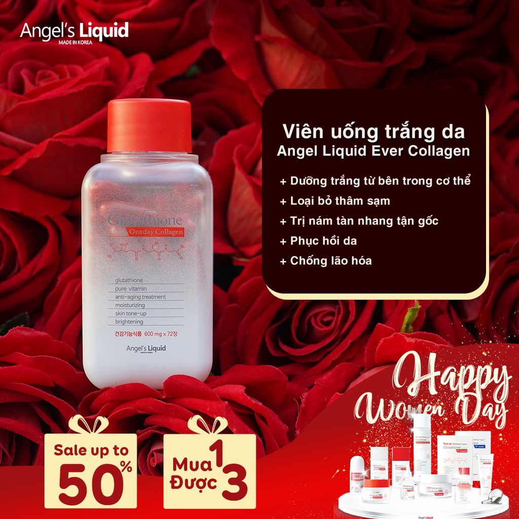 Freeship  - Viên Uống Trắng Da Glutathione Ever Collagen 7Day Angle’s Liquid