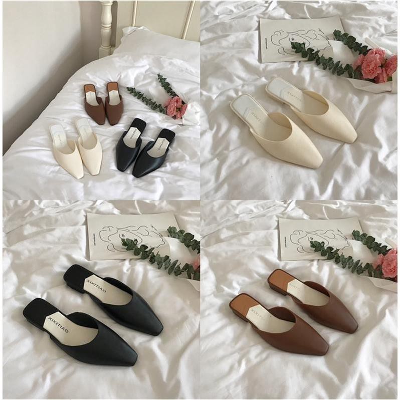 Dép nữ sandal nữ đế bệt kiểu mules hàn quốc đẹp thời trang sành điệu đủ màu đủ size gcg27