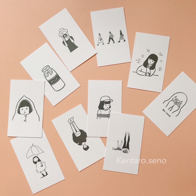 Bộ 10 thiệp mini trang trí bàn học phòng ngủ chụp ảnh Kentaro