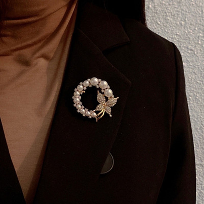 Ghim cài áo hình tròn đính đá thời trang cho nữ
