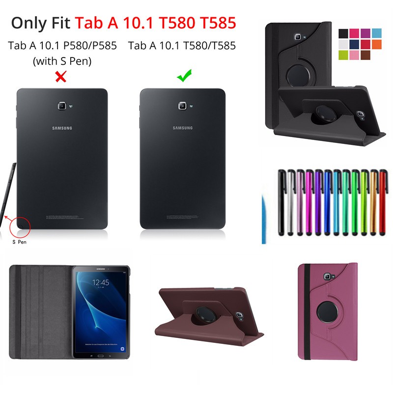 Bao da máy tính bảng có nắp gập xoay 360 độ dành cho Samsung Galaxy Tab A 10.1 SM-T580 T585 T587