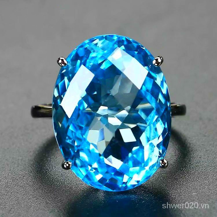tuo pa Sapphire925Silver Ring Sapphire Diamond Ring Fashion Crystal Women's Ring srrt