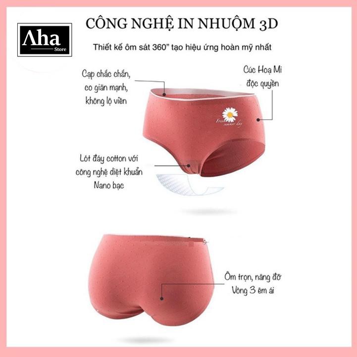 Quần lót nữ Cotton không viền Daisy hoa cúc vân thông hơi YiOn Underwear QC03