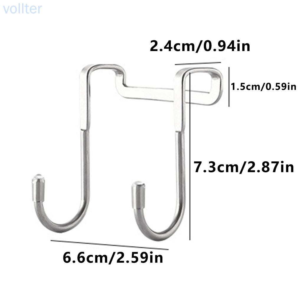 Móc treo áo khoác bằng thép không gỉ 304 hình chữ S gắn sau lưng cửa nhà tắm / nhà bếp
