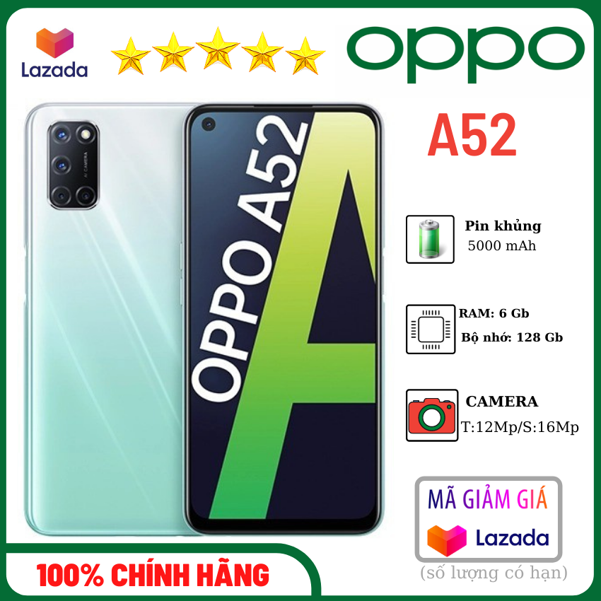 Điện thoại Oppo A52 2020-Ram 6Gb-bộ nhớ 128Gb--Hiếu Hiền mobile-Hàng chính hãng