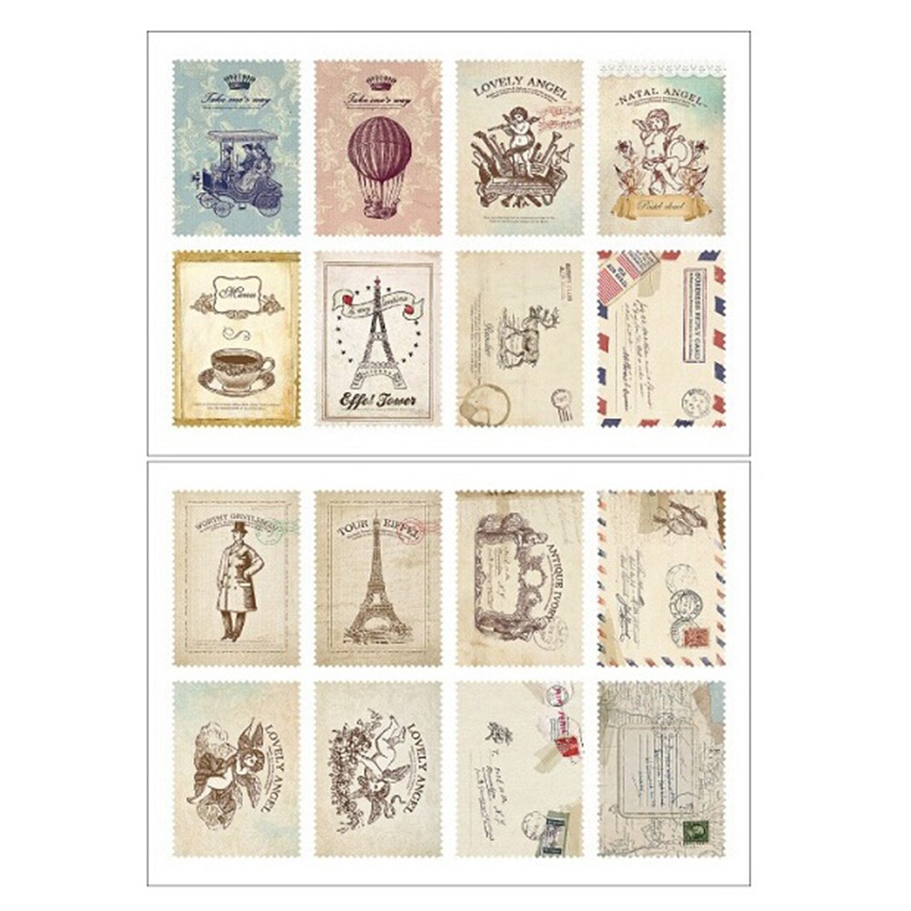Bộ 2 Sticker Giấy Note Hình Tháp Eiffel Cổ Điển