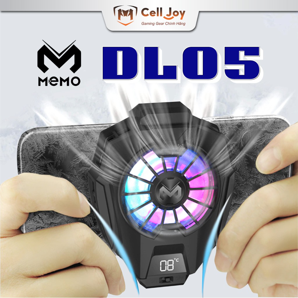 Tản nhiệt chơi game MEMO DL-05 quạt tản nhiệt điện thoại có màn hình chỉ báo nhiệt độ đèn LED RGB Gaming