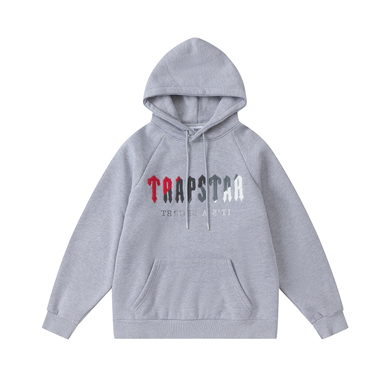 Hàng Bán Chạy - Áo Sweatshirt Lót Lông Cừu Lót Lông Cừu Màu Đen Tay Dài Thêu Chữ-Trapstar--Red Đơn Giản Dành Cho Nam Nữ