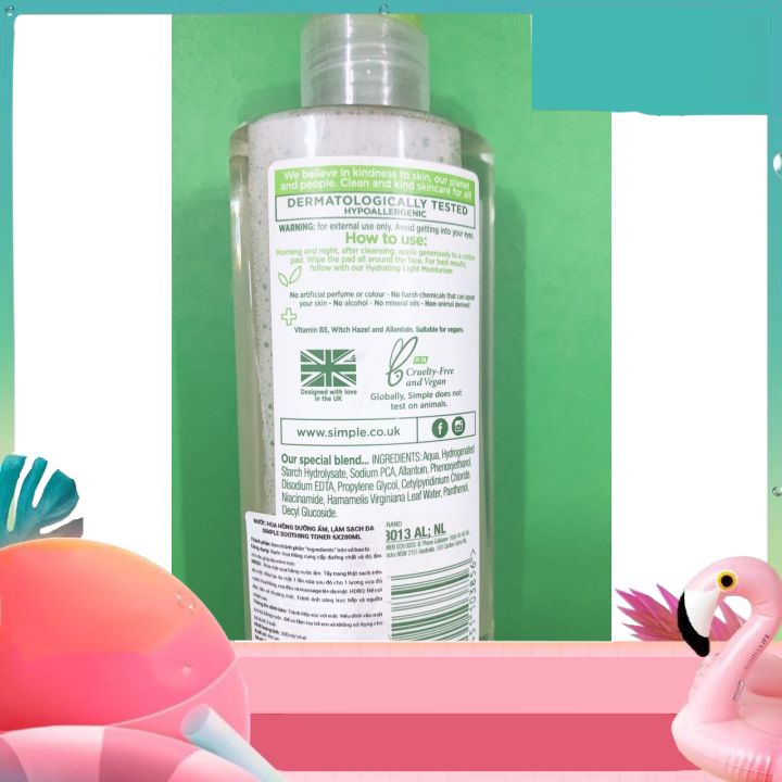 🌎🌎🌎Nước Hoa Hồng Simple Kind To Skin Soothing Facial Toner 200ml - Mẫu Mới 🌎🌎🌎-LÀM SẠCH DA DƯỠNG ẨM XE KHÍT CHÂN LÔNG🌎🌎🌎