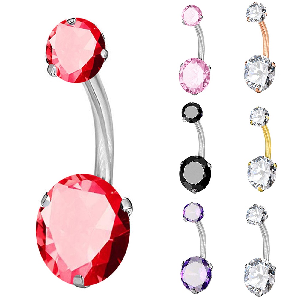 Khuyên Rốn Đính Đá Nhân Tạo Hình Khối Lấp Lánh Dành Cho Nữ