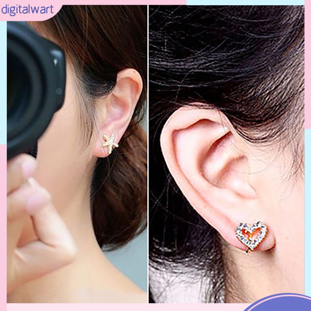 Khuyên kẹp vành tai hình sao biển/trái tim đính đá thanh lịch