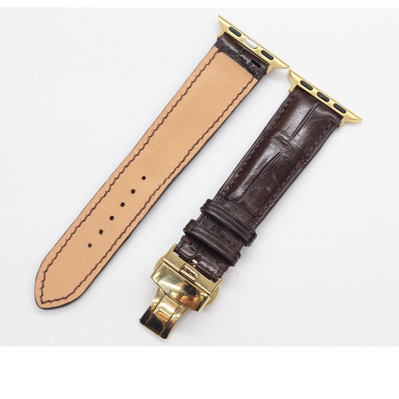 Dây Đeo Thay Thế Cho Đồng Hồ Thông Minh,Dây Da Cá Sấu Thật Phù Hợp Với Các Series 2,3,4,5,6,7 Mặt 38mm-45mm