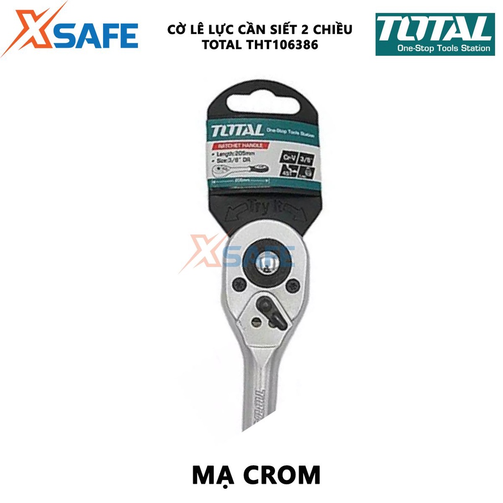 Cờ lê cần siết lực 2 chiều TOTAL THT106386 Cờ lê lực 3/8inch - 45 răng điều chỉnh lực siết, vặn vít bu lông - Chính hãng