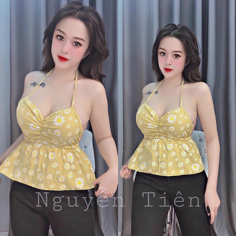 Áo mút ngực hoa cúc cột cổ yếm | BigBuy360 - bigbuy360.vn