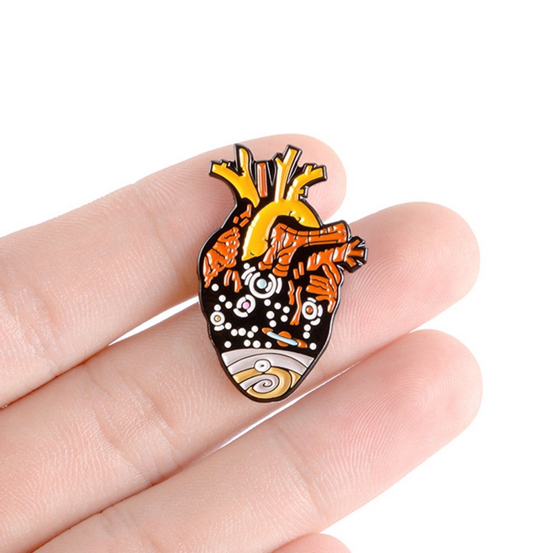 Art Organ Heart Enamel Pin Metal Planet Brooches Bag Clothes Badge Lssed