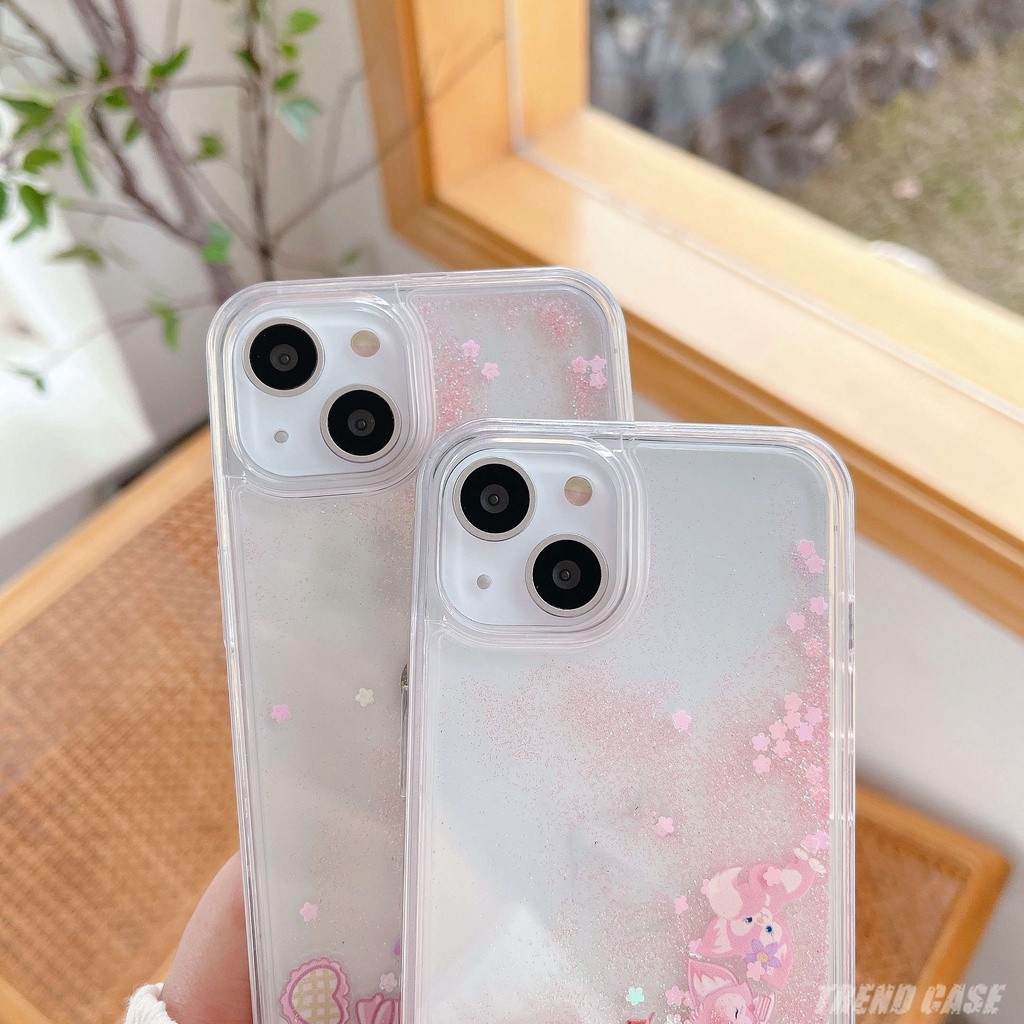 Ốp Điện Thoại TPU + PC Họa Tiết Hoạt Hình Phối Kim Tuyến Nước Cho iPhone 13 12 11 Pro MAX XS MAX XR X 7 8 plus