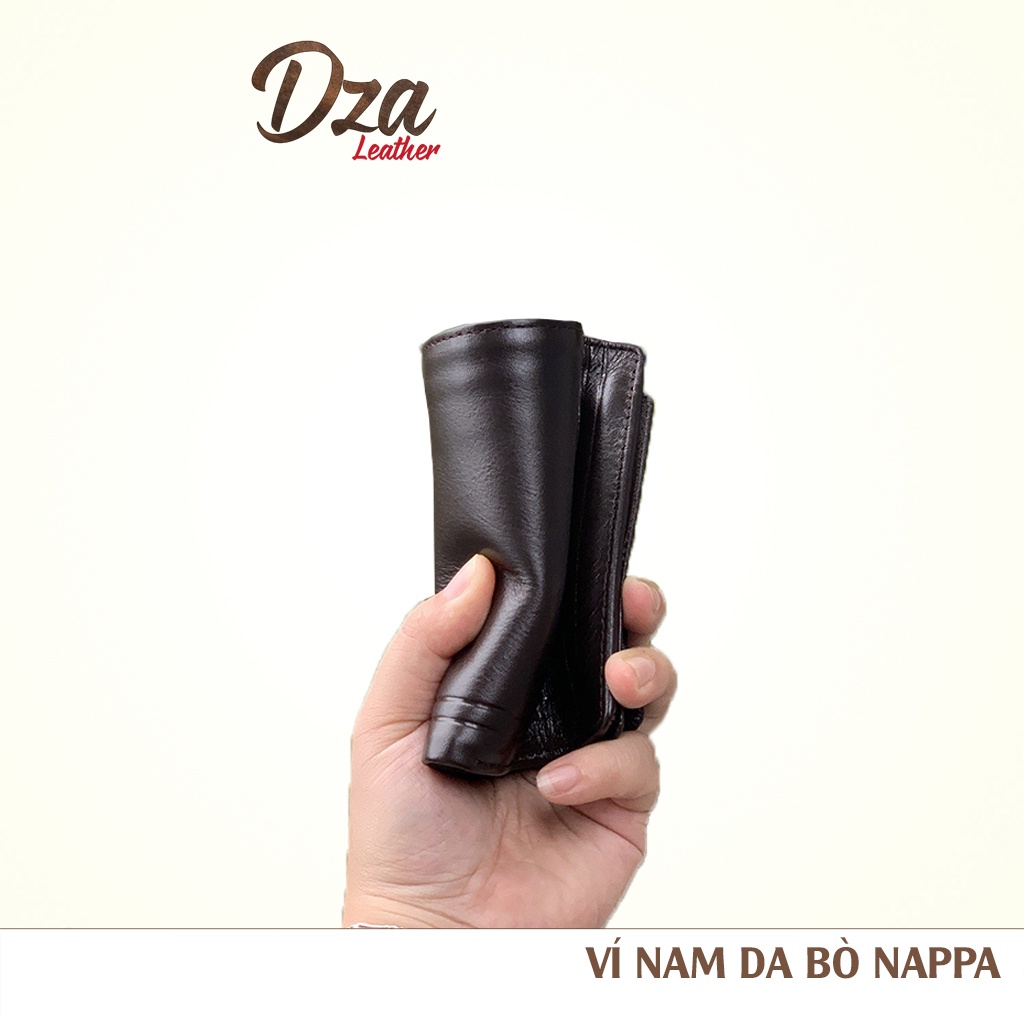 Ví nam da bò nappa cao cấp da mềm mịn, trong lót da heo, bóp nam da bò thật độ bền cao Dza leather