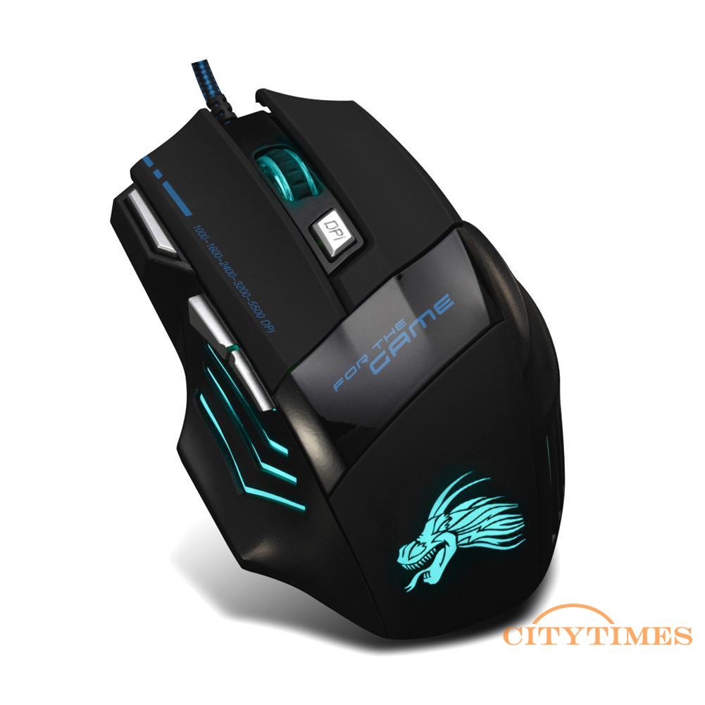 Ci 5500DPI LED Optical USB Wired Gaming Mouse 7 Buttons Gamer Computer Mice