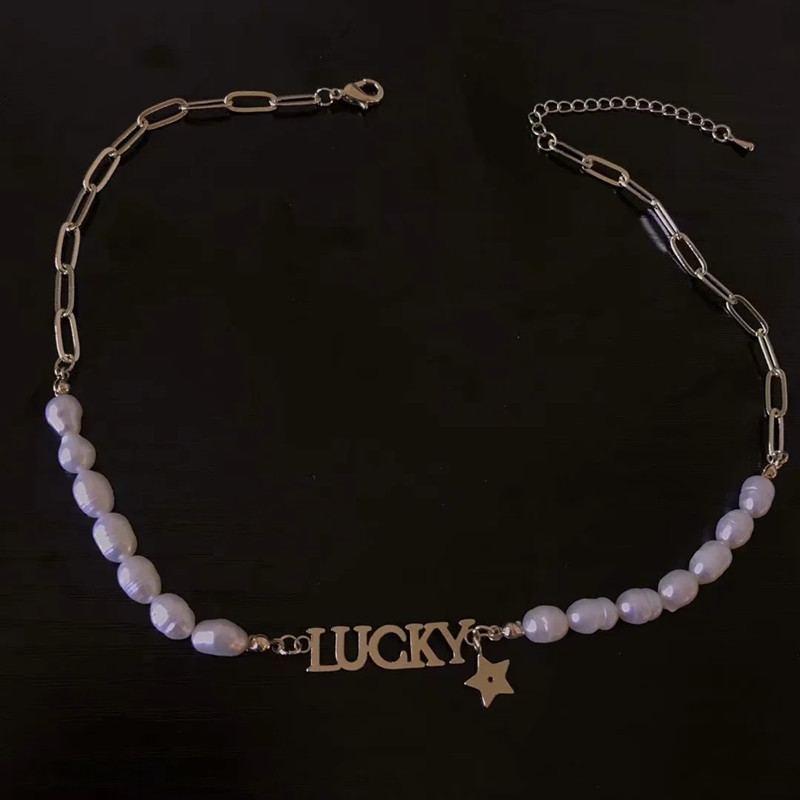 vòng cổ Đính Ngọc Trai Phong Cách Retro Hàn Quốc