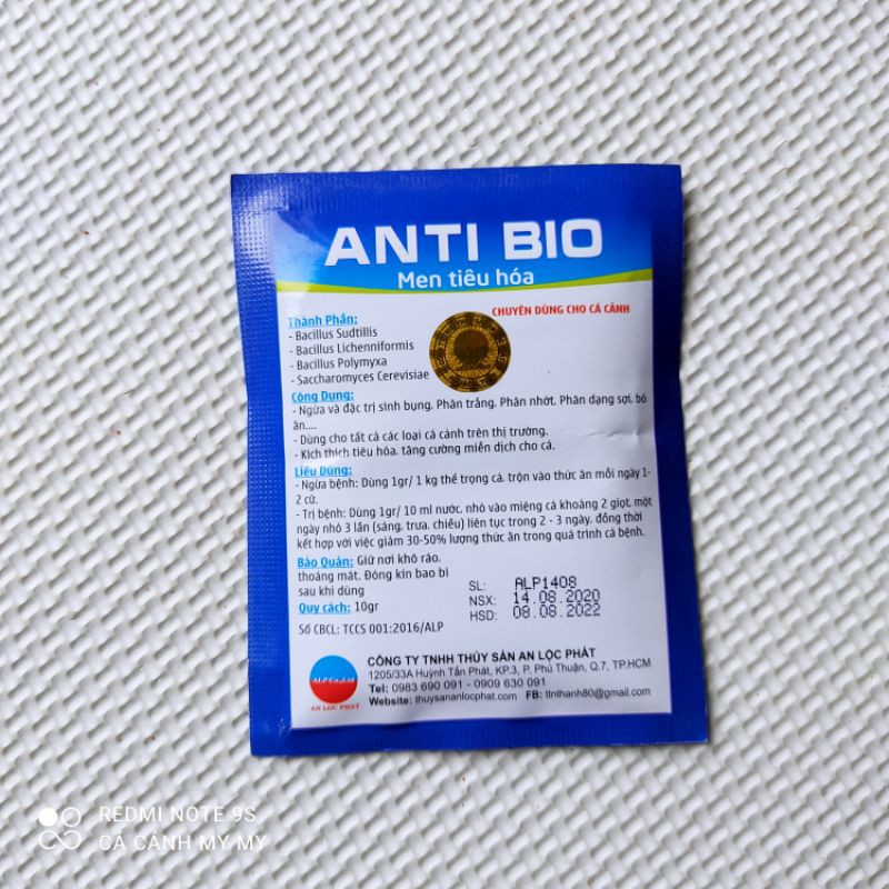 Men tiêu hoá Anti Bio cho cá cảnh gói 10g