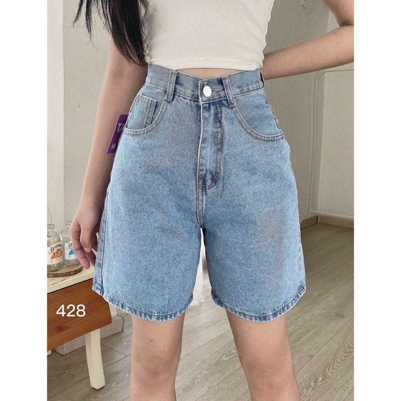Quần Sọt, quần short Ngố Lửng Ống Rộng Nữ Chất Bò Lưng Cao ULZZANG