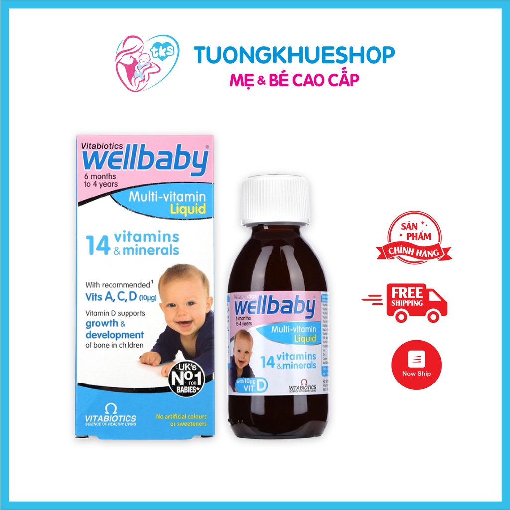 Date 10/23 Wellbaby Multivitamin Liquid 150ml - Vitamin tổng hợp cho bé 6th đến 4 tuổi