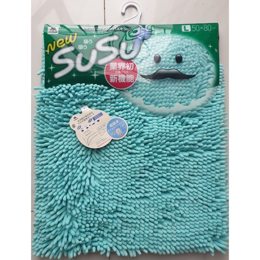 01 THẢM CHÙI CHÂN NHÀ TẮM CAO CẤP SUSU- SỢI MICROFIBER SIÊU THẤM HÚT-CONDOR- KÍCH THƯỚC 50X80CM-MÀU XANH DƯƠNG