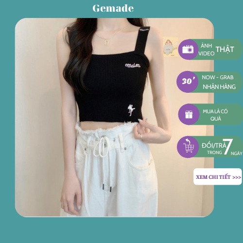 Áo hai dây croptop thể thao hở ngực dáng ôm cổ vuông sexy M25