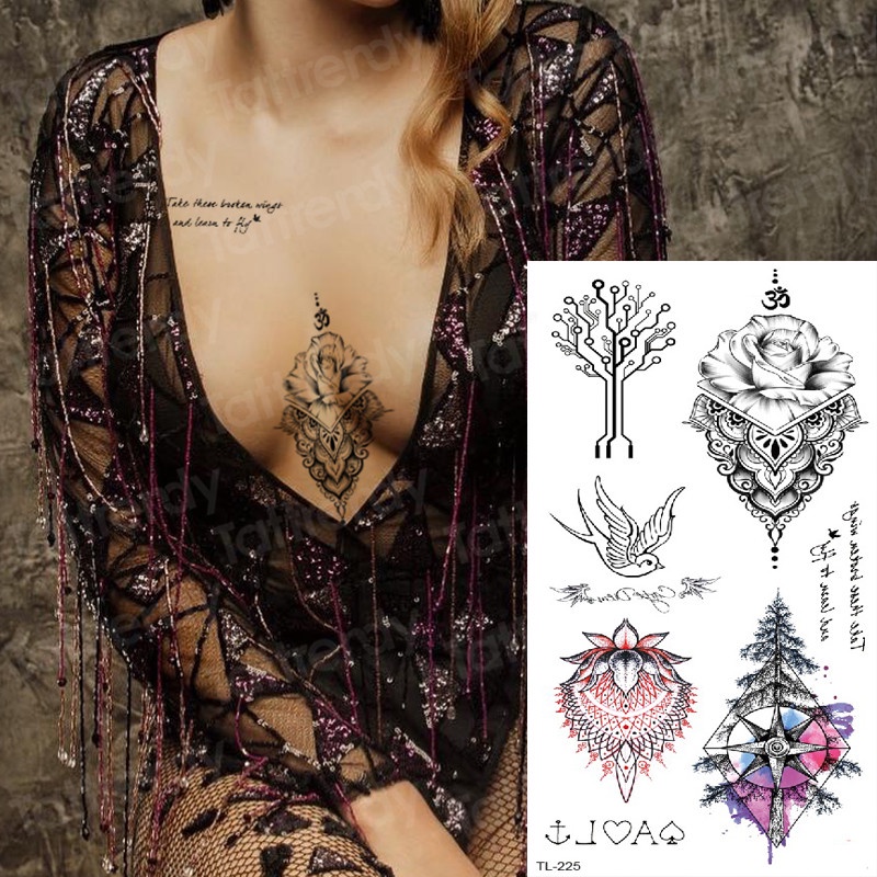 Hình Xăm Dán Tạm Thời Họa Tiết mandala Quyến Rũ Cho Nữ