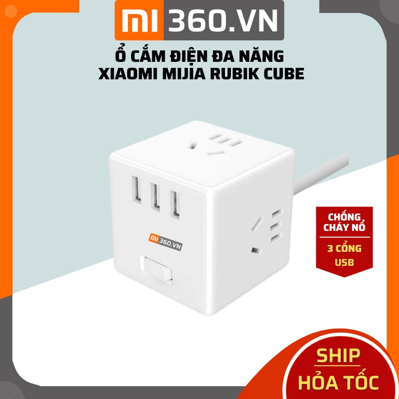 Ổ Cắm Điện Xiaomi Mijia Rubik Cube✅ 3 Jack Cắm 3 USB Chuẩn Sạc Nhanh✅ Hàng Chính Hãng