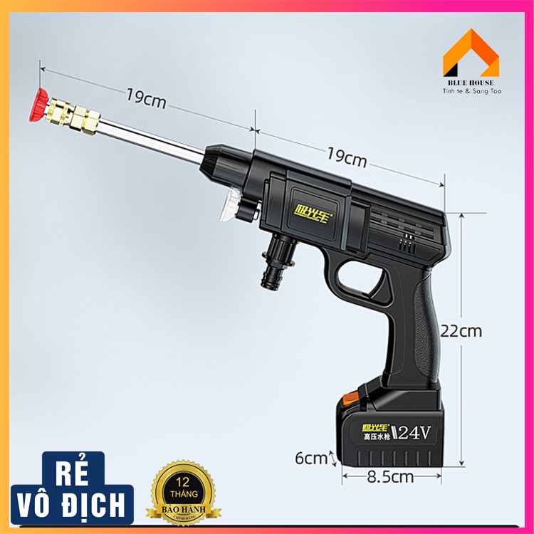 Máy rửa xe ô tô, máy rửa xe mini dùng pin 2h cao cấp - Hàng  chính hãng